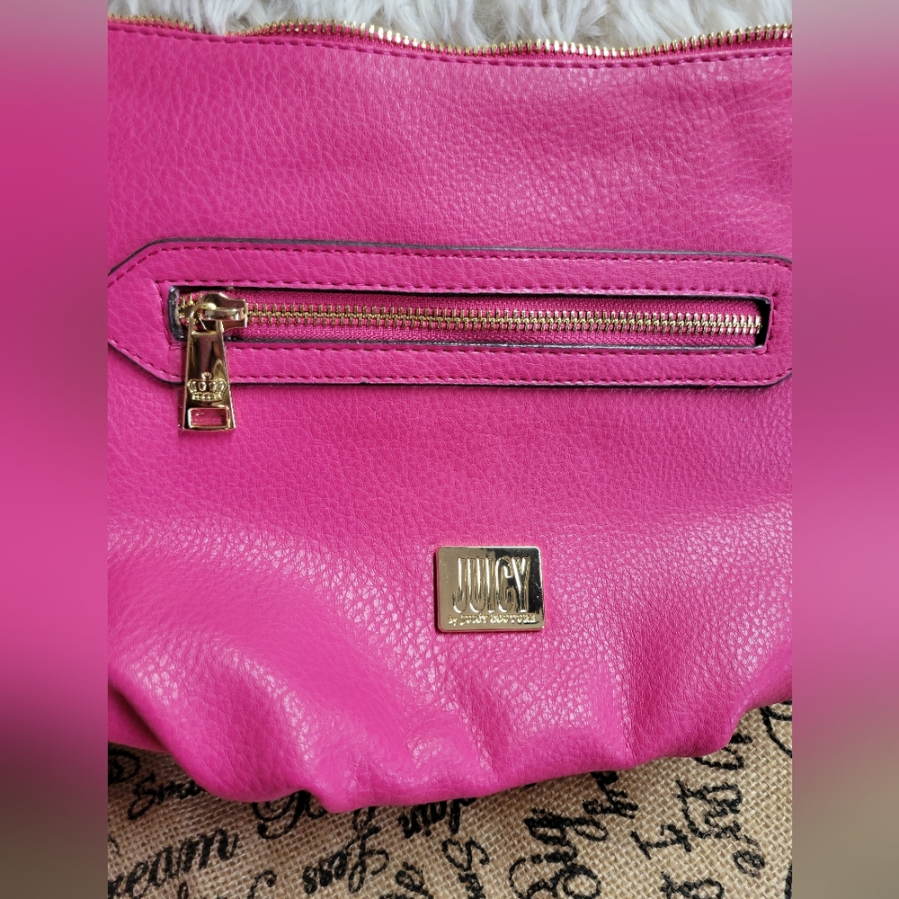 Juicy Couture faux leather gold tone hardware-bright pink